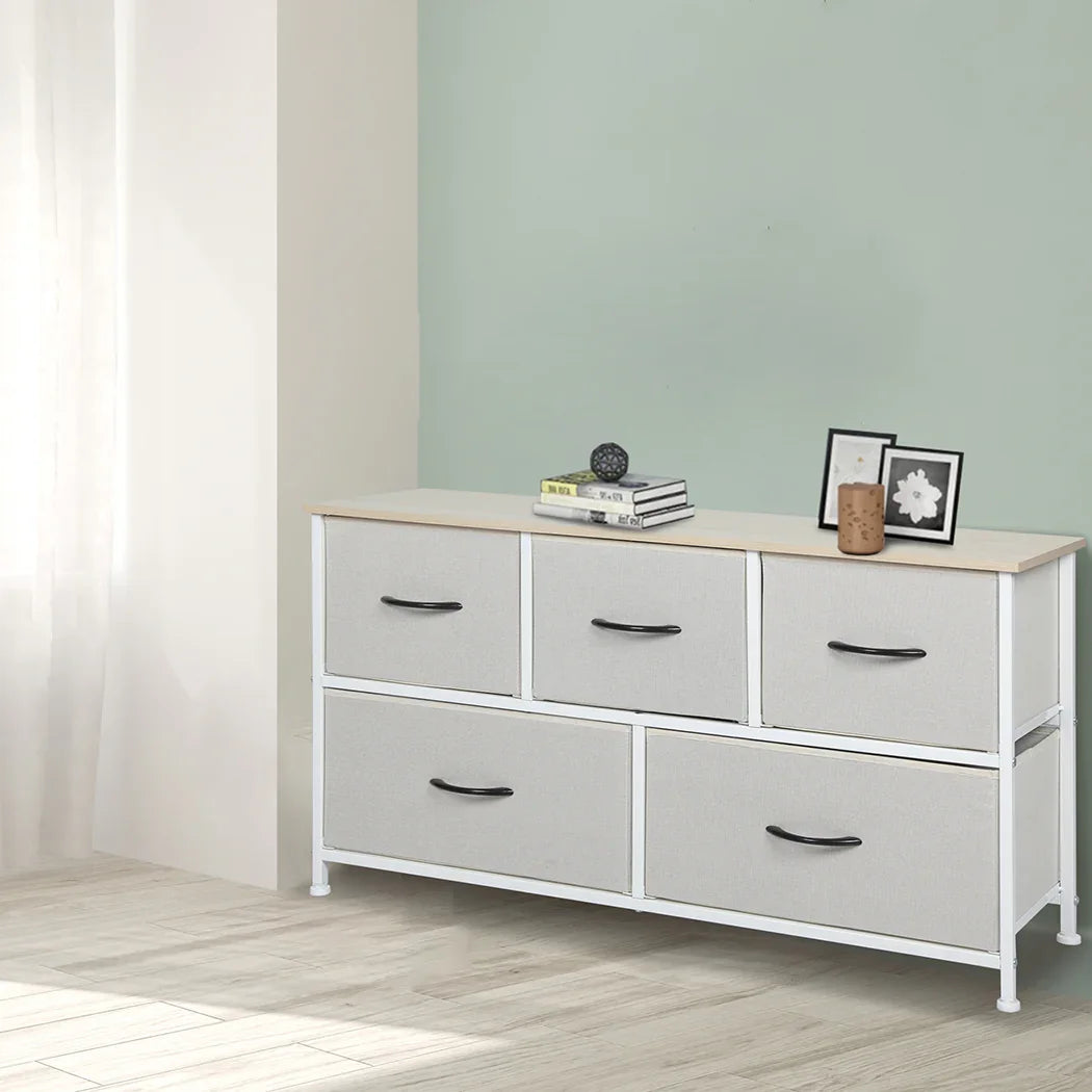 Levede Storage Cabinet Tower Chest Beige-2006733261870600198