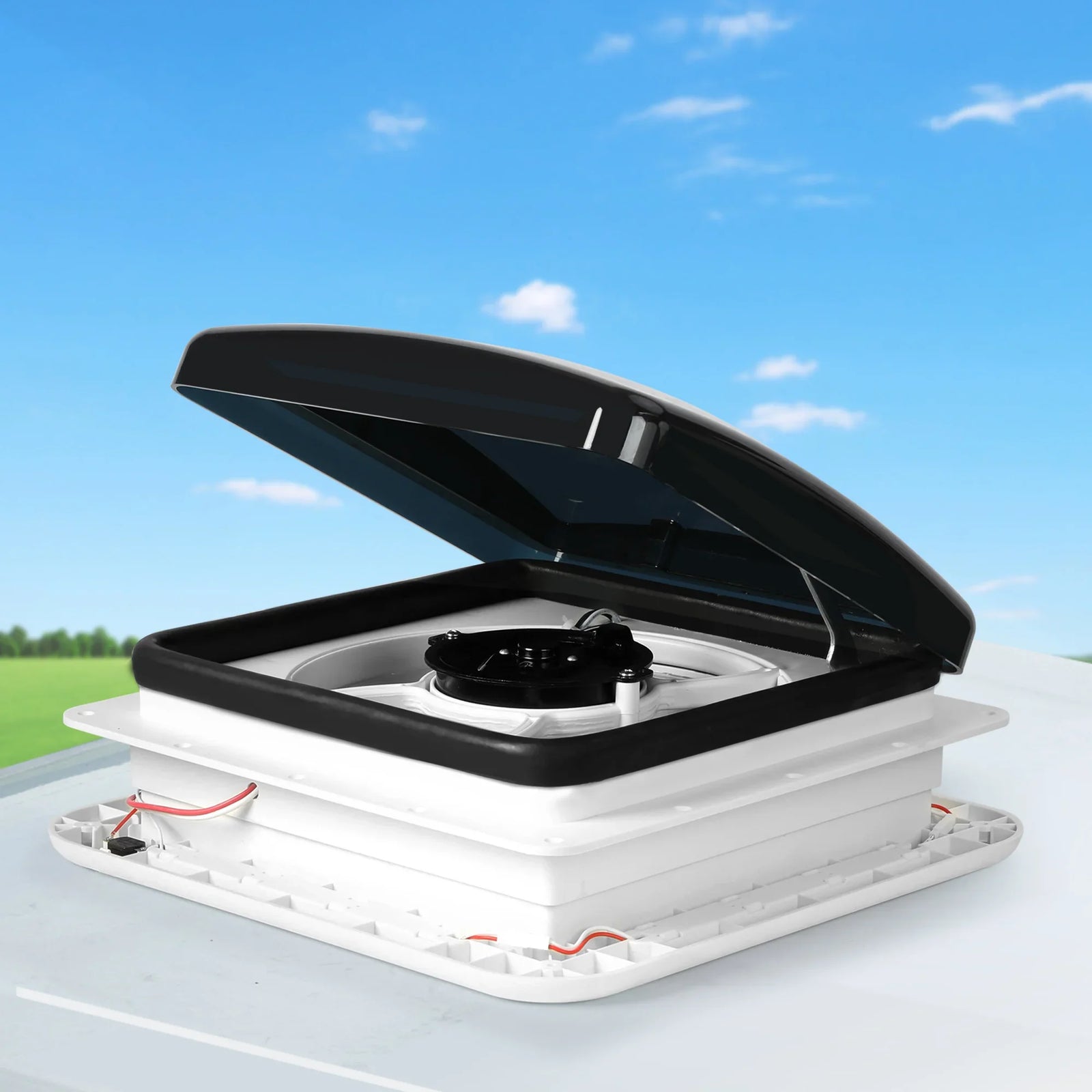 Manan Caravan Roof  Vent Hatch RV Shower Air Exhaust 12V Fan LED Light Trailer-2018816870483890183