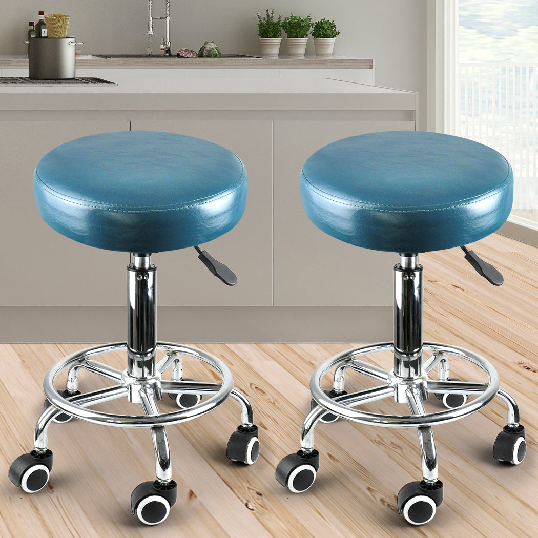 Levede 2x Barstool Swivel Salon Hairdressing Teal-1864184633273487366