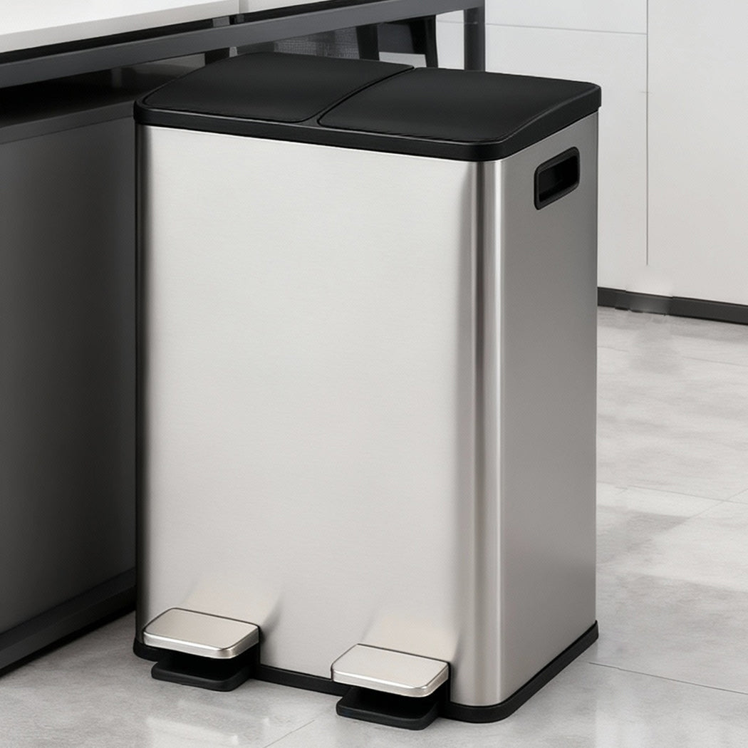 Toque 60L Pedal Bin Kitchen Waste Can Recycling Dustbin-2006733412735520775