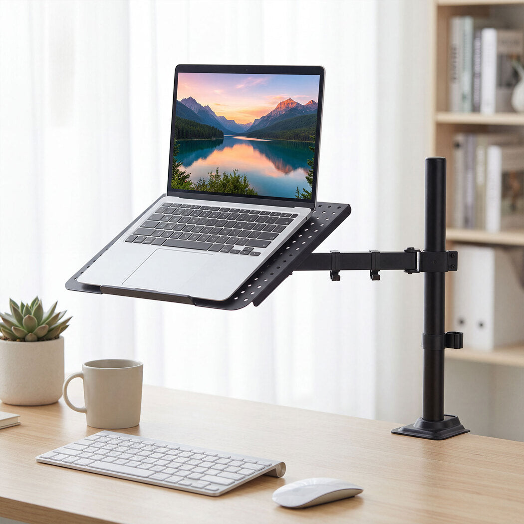 Levede Single Monitor Arm Desk Mount for 13-32 Inch Height Adjustable Black-2100035032906338311
