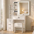 Levede Dressing Table Vanity Stool Set Sliding LED Mirror Makeup Storage Shelves White-2072893560474177544
