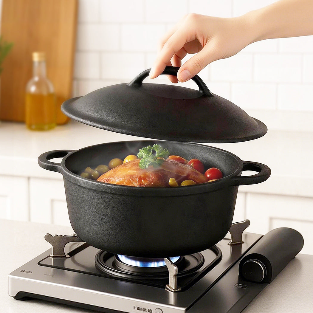 Pawz 6.6L Cast Iron Dutch Oven Heavy Duty Casserole Pot-2050056750383632391