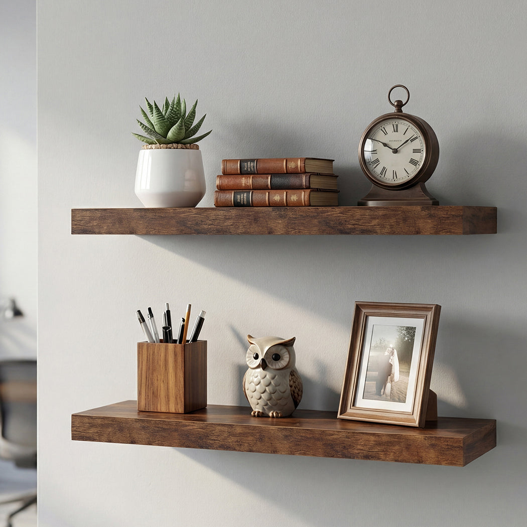 Levede Floating Wall Shelf 2 PCS Wall Mounted Shelves Book Display Storage Rack-2050059023352467463