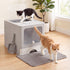 PaWz Cat Litter Box Stainless Steel Enclosed Drawer Odor Control Foldable Grey-2100034991202373639