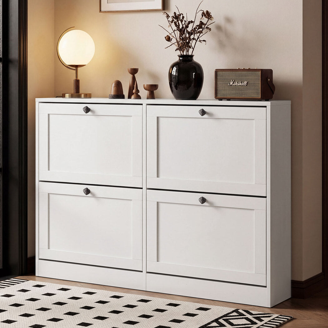 Levede Shoe Cabinet 4 Flip Drawers Vertical Storage Rack Organiser Entryway-2050059010169769992