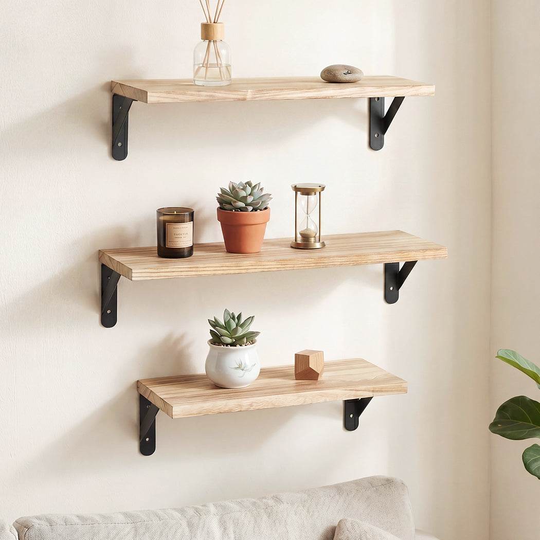 Levede Floating Wall Shelves 6 Pcs Wall Mounted Display Bookshelf Rack Kitchen-2050059024132608007