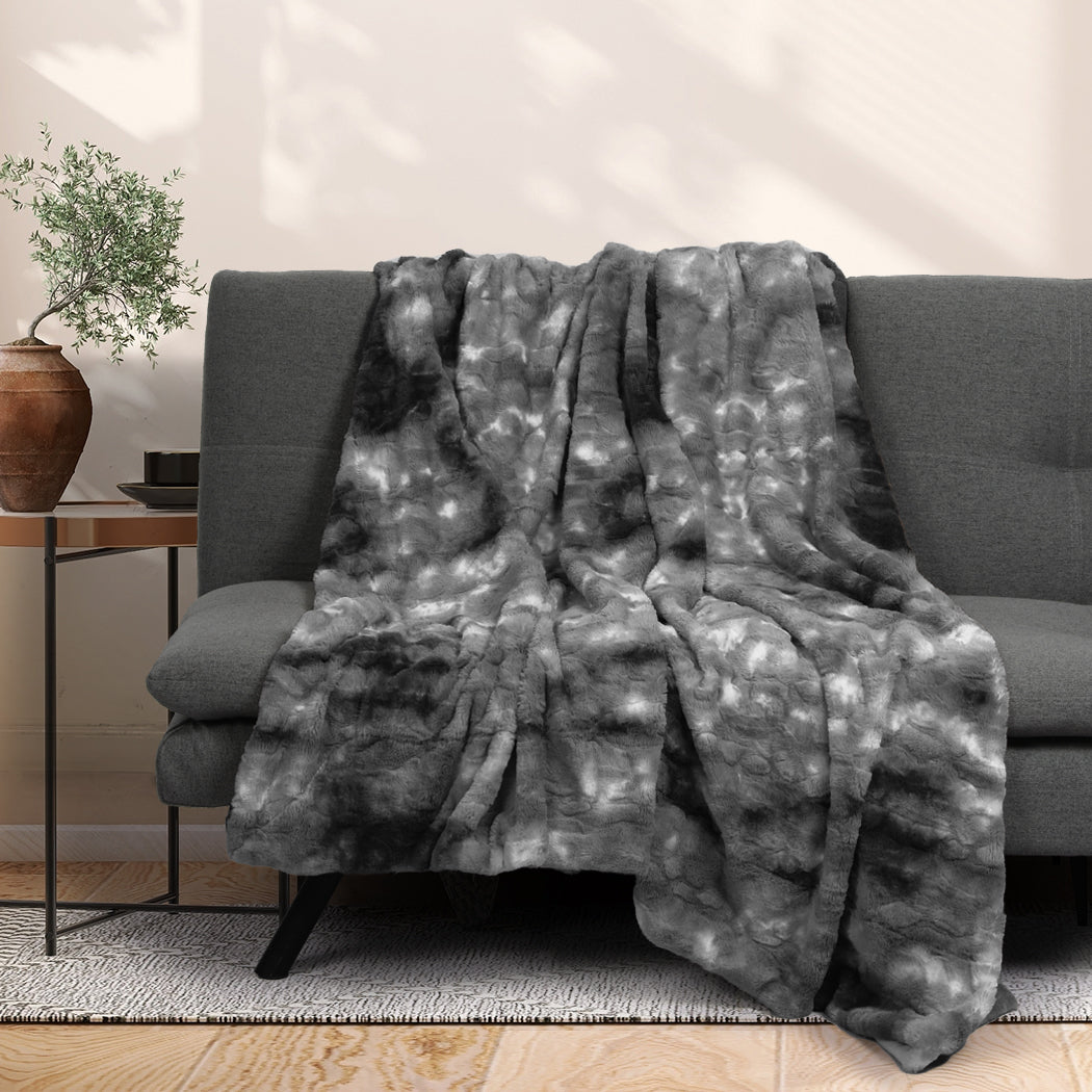 Dreamz Luxury Tie-dyed Blanket Grey 127cm x 152cm-1894516718584336390