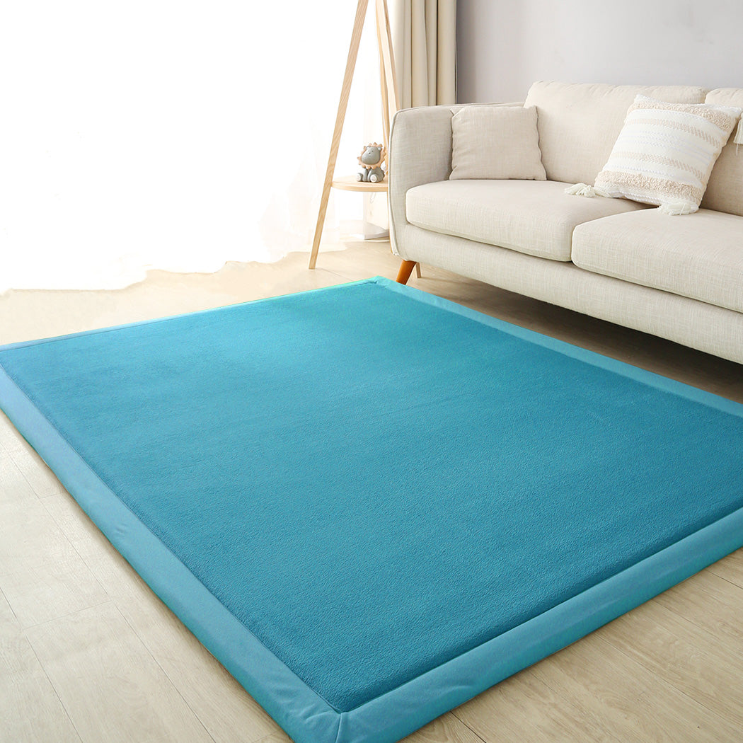 Marlow Coral Velvet Area Rugs Large Mat 180x200cm Blue-2006732690749001735