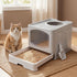 Pawz Large Cat Litter Box Foldable Top Entry Covered Litter Tray Scoop Grey-2050056785414459399