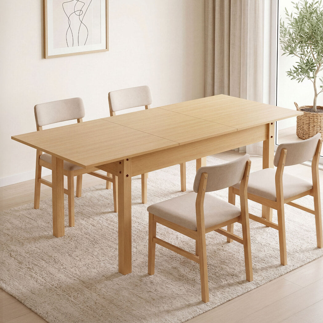 Levede Extendable Dining Table Oak Finish 4-6 Seater Wooden Kitchen 110-150cm-2072893553603907591