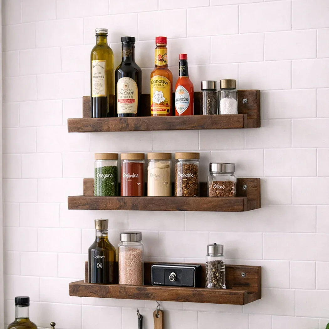 Levede Floating Shelves 3 Pack Wall Mounted Wood Storage Display Rack Room Decor-2050056792897097735