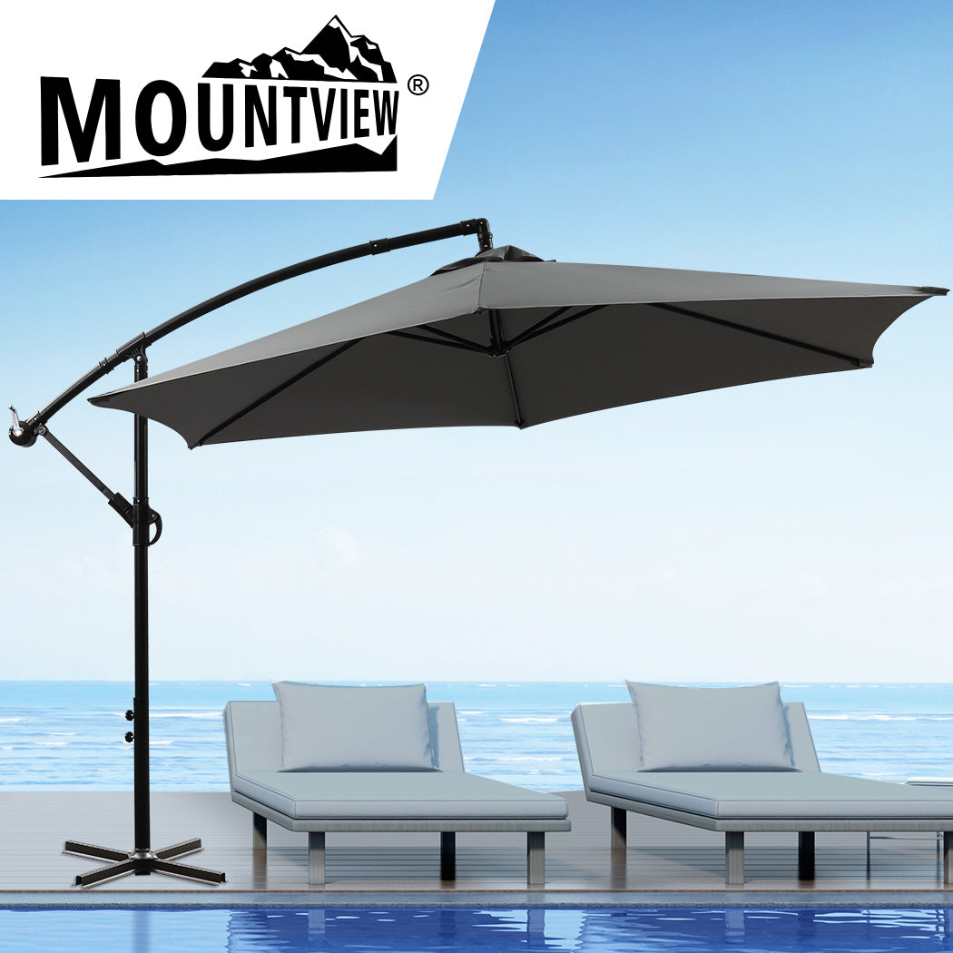Mountview 3M Outdoor Umbrella Cantilever Grey Without Base-1864184442197774343
