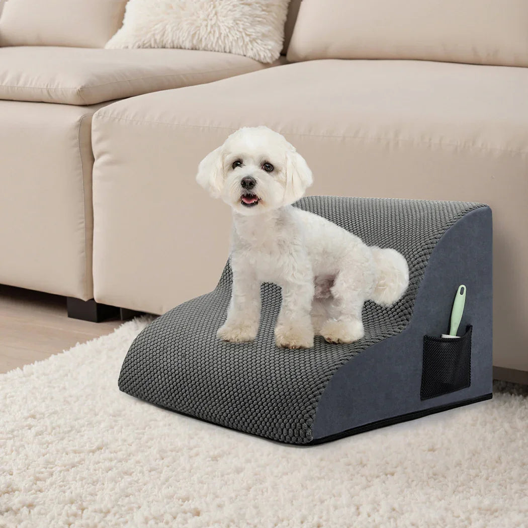 Pawz 2 Steps Pet Stairs Dog Ramp High Density Foam Grey-2018816703462510599