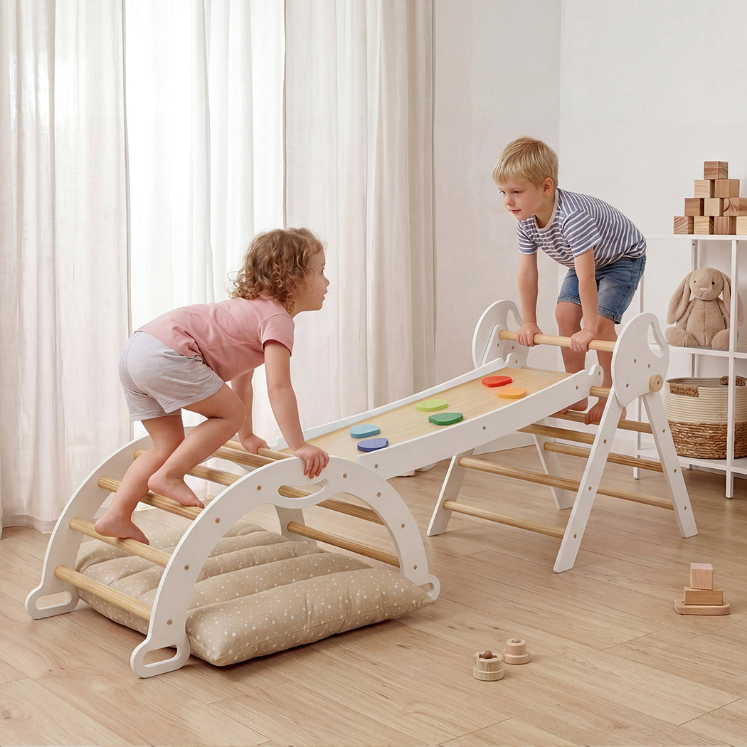 BoPeep Kids Climbing Toys Sets Toddler Toys Triangle Arch Climber Indoor White-2050059014536040455