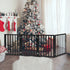 PaWz 4 Panels Wooden Pet Gate Dog Fence Black 600x 3MM-1864184510002892807