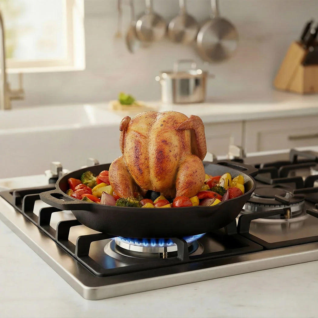 Toque Cast Iron Roaster Stand Non-stick Beer Can Chicken Holder Kitchen Outdoor-2050056855853600775