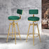 Levede 1x Bar Stools Velvet Kitchen Green-2018816867321384967