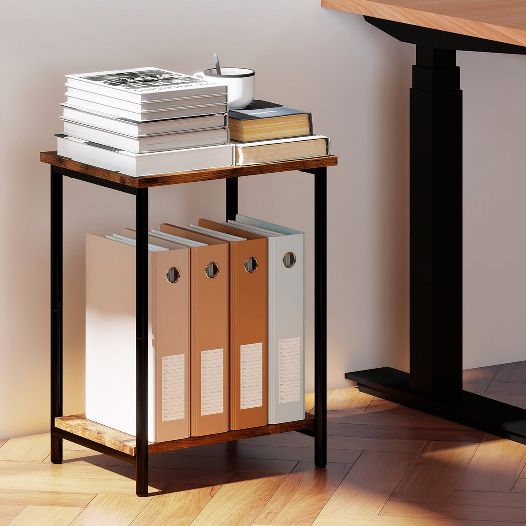 Levede Side Table 2-Tier Industrial Vintage End Table Storage Shelf Nightstand-2050059016343785479