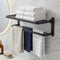 Levede Towel Rack Bathroom 2 Bars Rail Holder Wall Mounted Storage Shelf Black-2050059022438109191