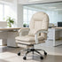 Levede Executive Office Chair Footrest PU Leather Tilt Gaming Work Seat Beige-2050056782683967495