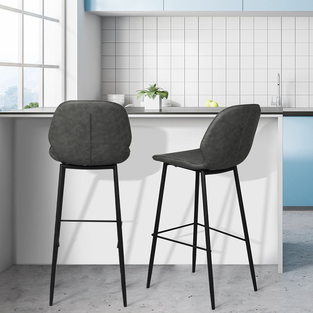 Levede 2x Bar Stool Barstools Counter Grey-1864183287451357191