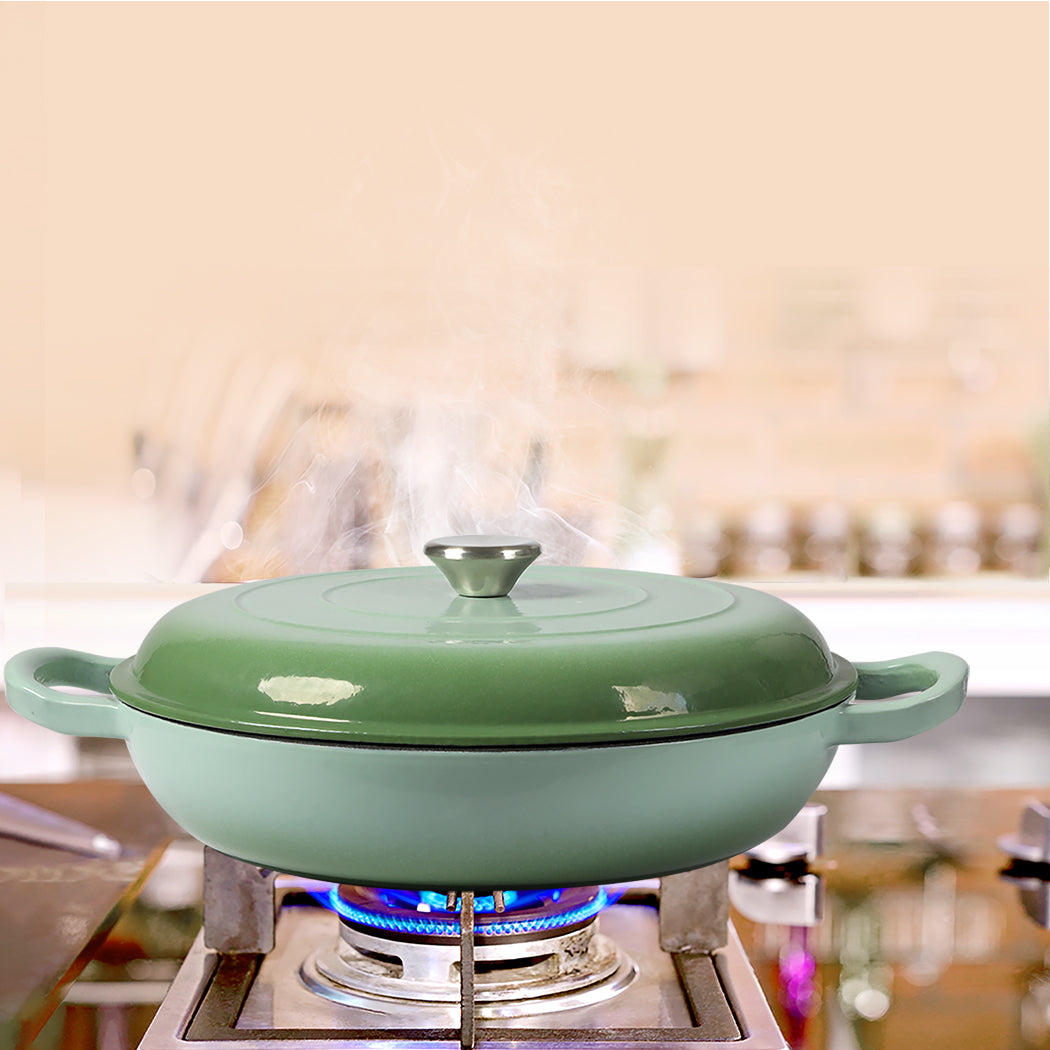 TOQUE 3.5L Enamel Dutch Oven Pan in Green Colour-1864184348740292615
