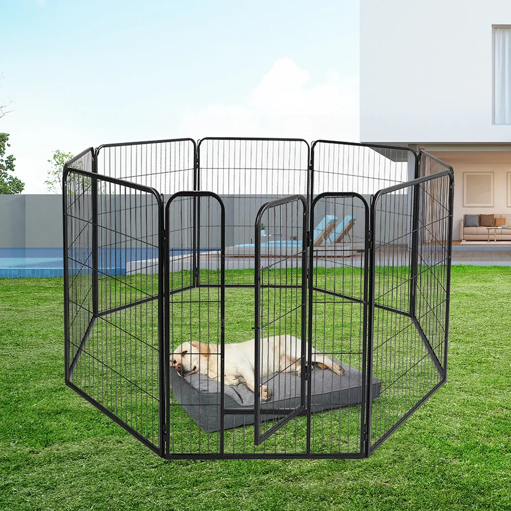 PaWz 8 Panel Pet Dog Playpen Puppy Exercise Black 2.5kg Venison-2006733296502968327