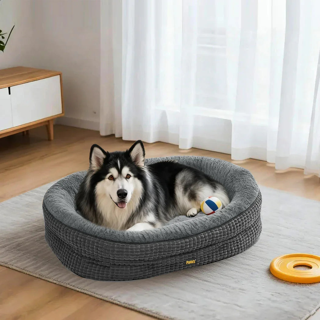 Pawz Orthopedic Plush Dog Bed Soft Washable Pet Bed Grey Cosy Cushion XXXL Size-2050056795103301639