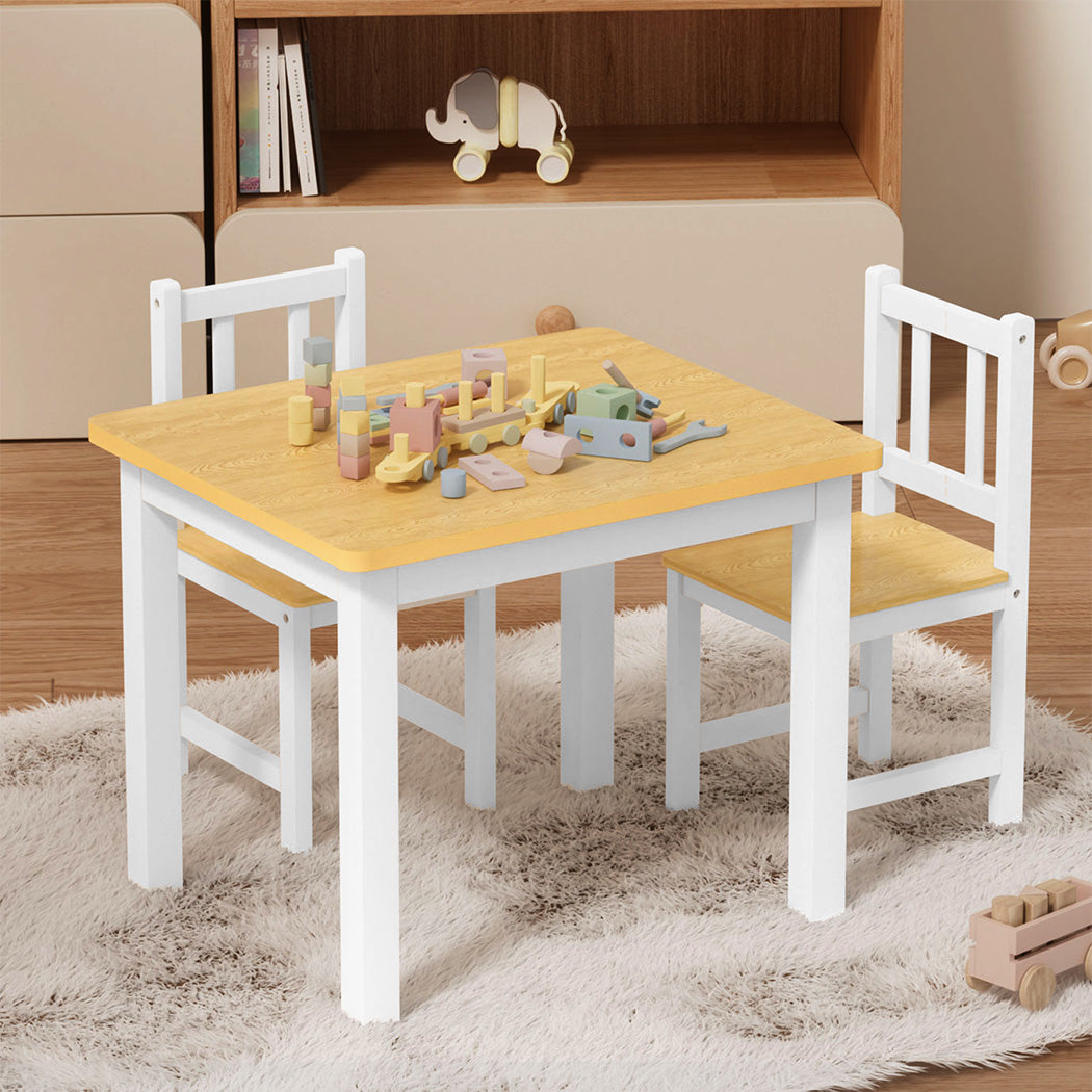Bopeep Kids Table and Chairs Set Wooden 3PCS Study Play-1919278356839403527