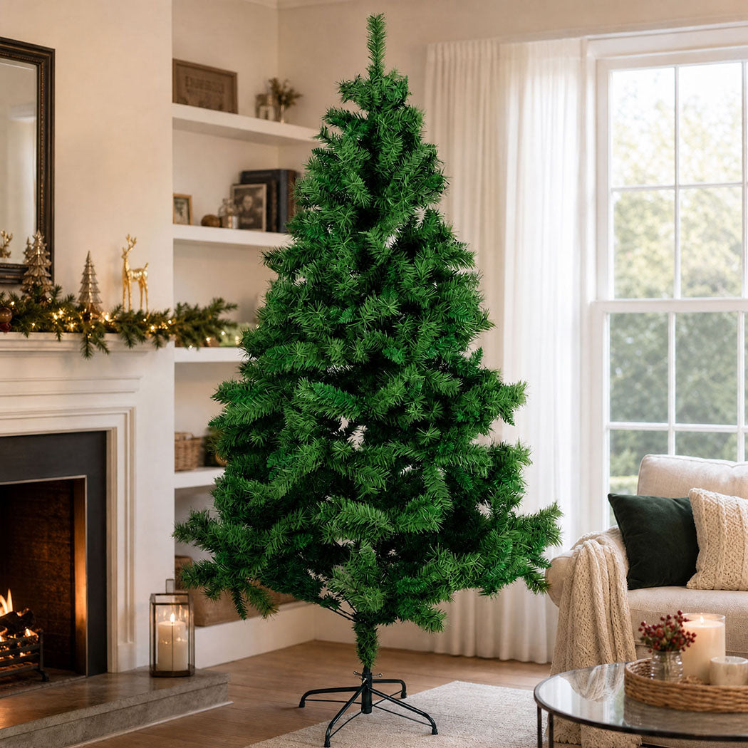 Santaco Christmas Tree 2.1m Slim PVC Xmas Tree with 797 Tips Green-2100035037754953735