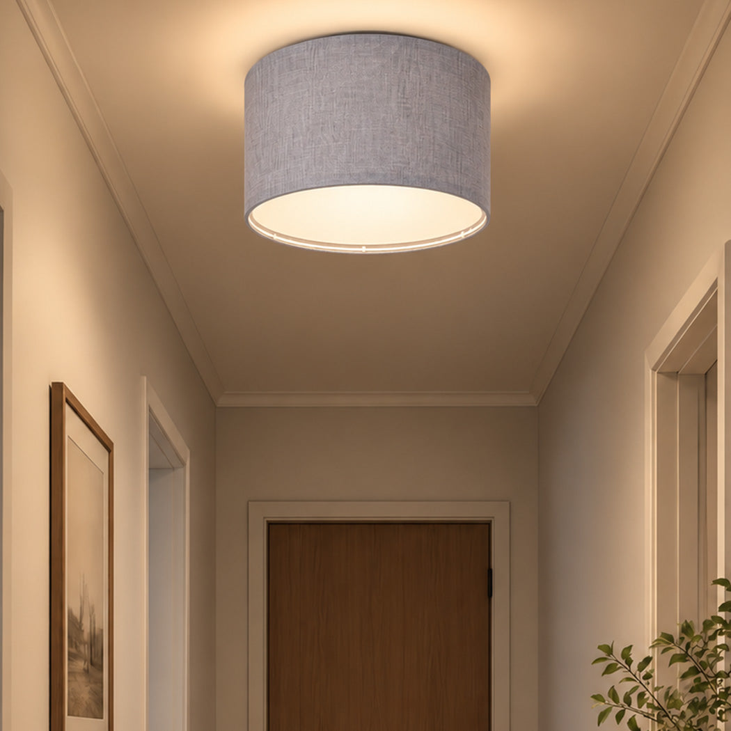 Emitto Lamp Shade 4pc Linen Drum E26 E27 with E14 Rings for Home Decor Grey-2109799596530798600