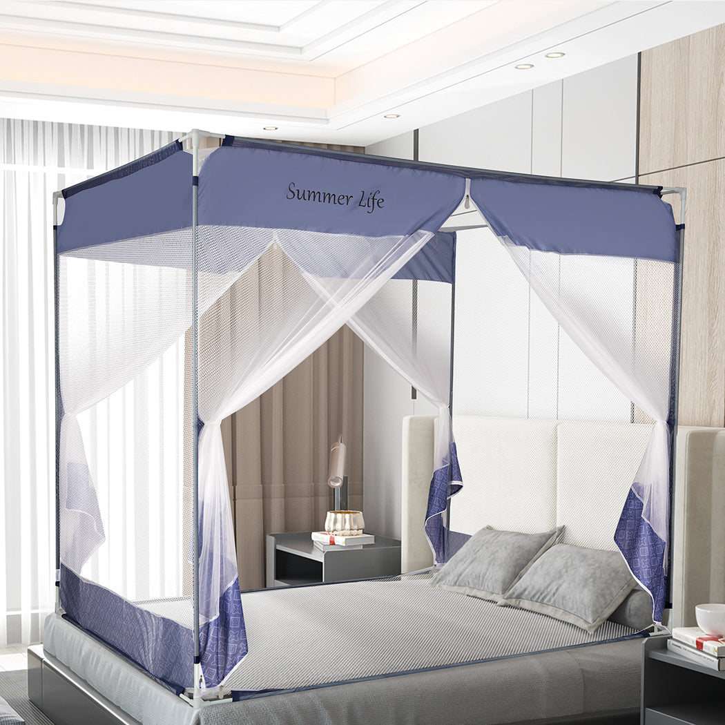 Dreamz Mosquito Bed Nets Foldable Canopy Square Blue-1864184403127832583