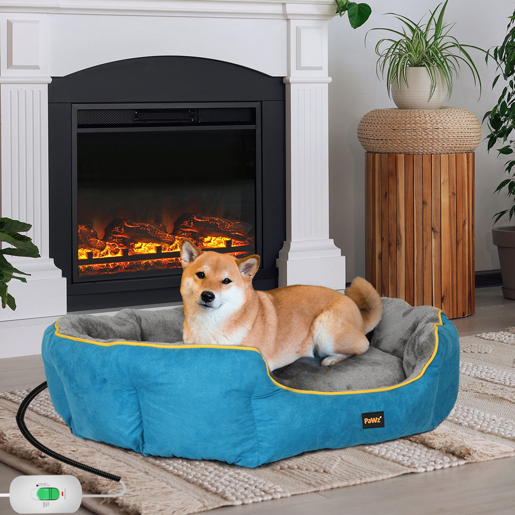 PaWz Electric Pet Heater Bed Heated M Blue Medium-2029387226999296007