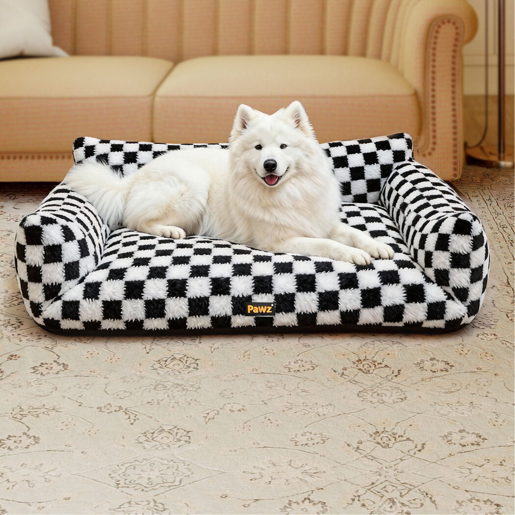 Pawz Pet Bed Plush Checkered Dog Bed Washable Cat Bed-2050056801424117767