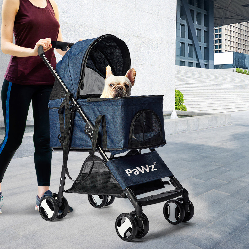 PaWz Large Pet Stroller Dog Cat Carrier Blue-1864184624461254663