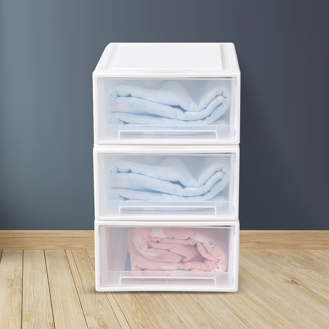 Plastic Storage Box Stackable Containers M 3PK Medium-1864184611169505286