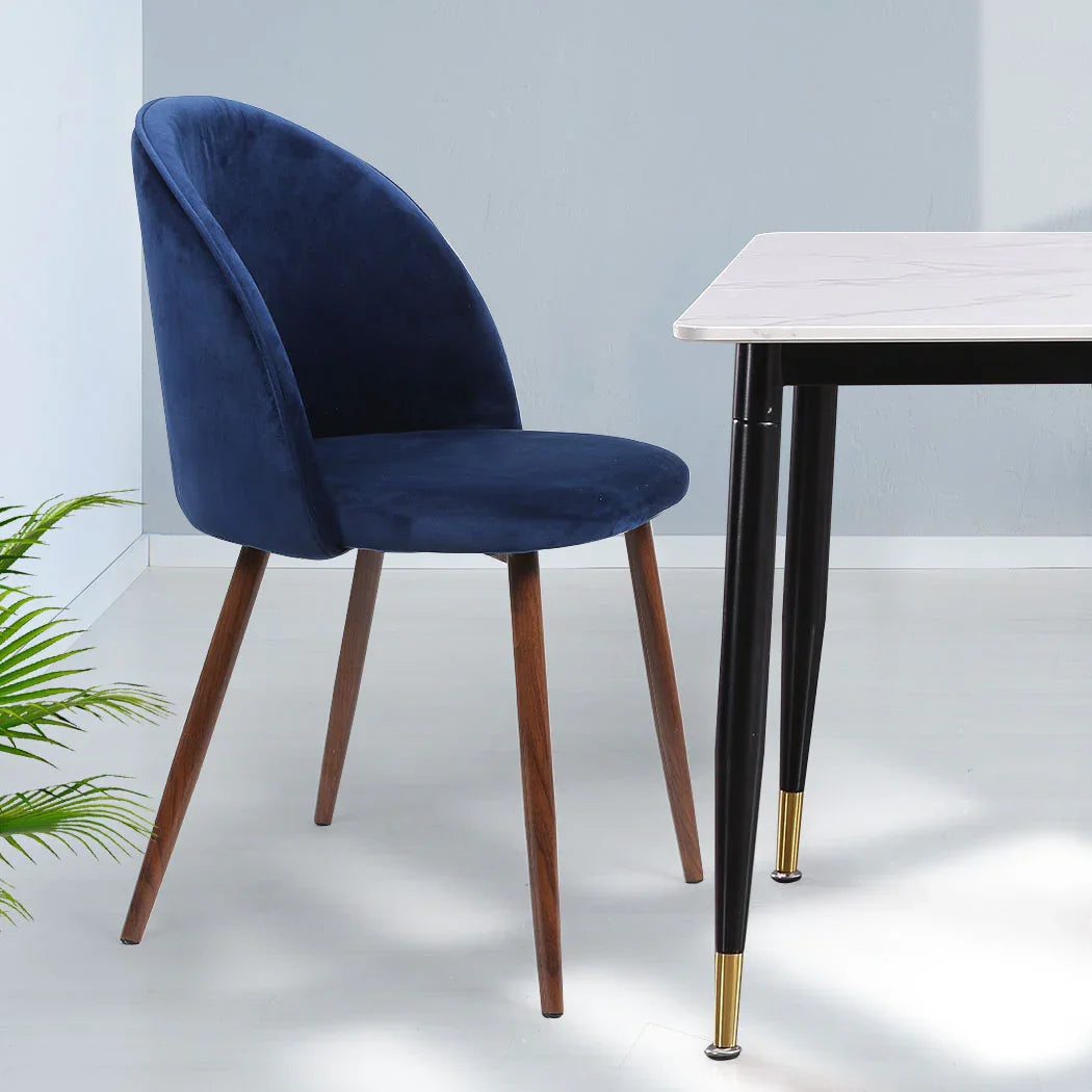 Levede 2x Dining Chairs Seat French Navy-2006733259186245639