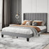 Levede Metal Wooden Bed Frame Double Panel Plush Upholstered Soft Headboard Grey-2050056770482737159