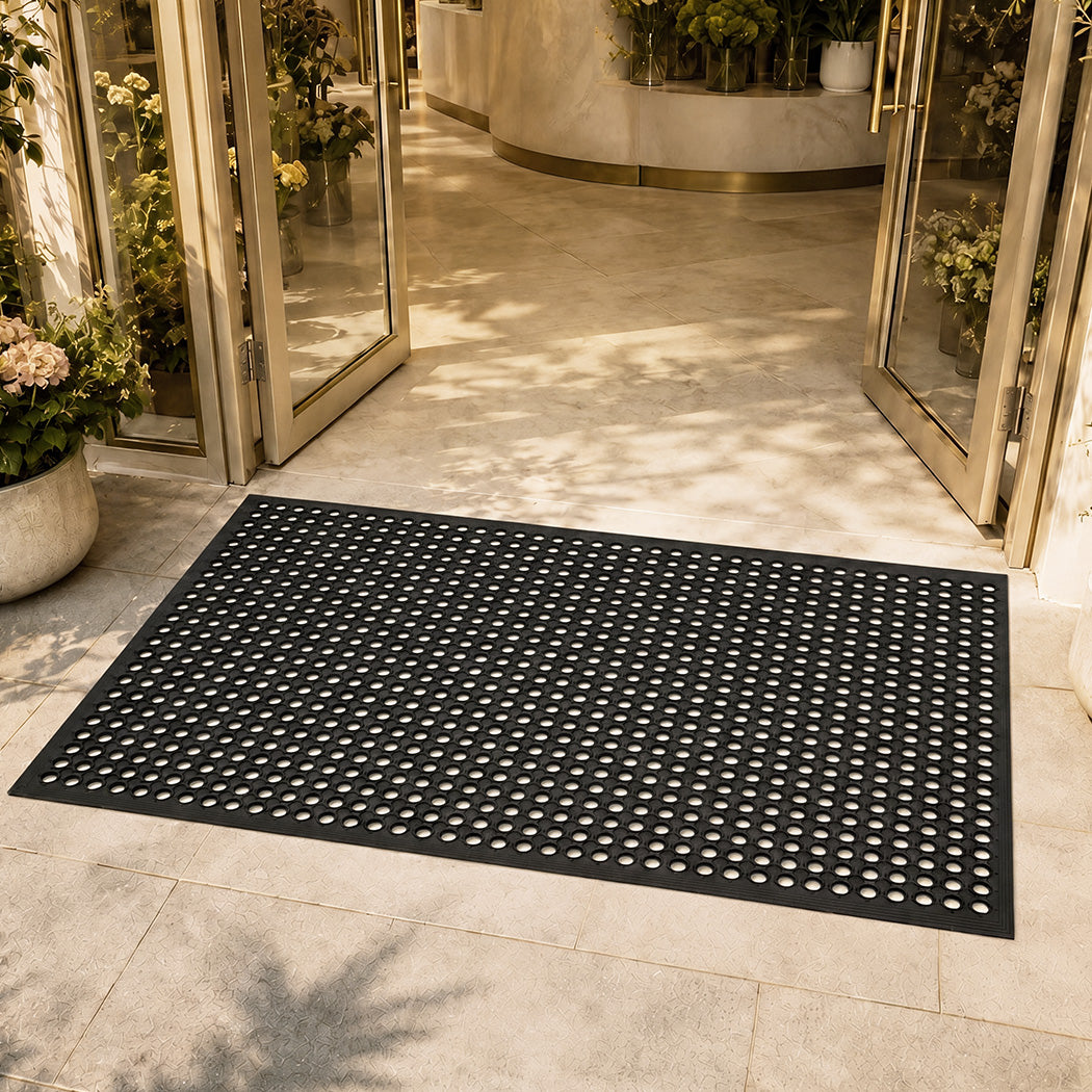 Marlow Anti Fatigue Mat Non Slip for Rubber Floor Draining Entry Door Black-2100034956603559943