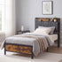 Levede Single Bed Frame Industrial Tufted Soft Storage Headboard USB Charge-2100034936651255815