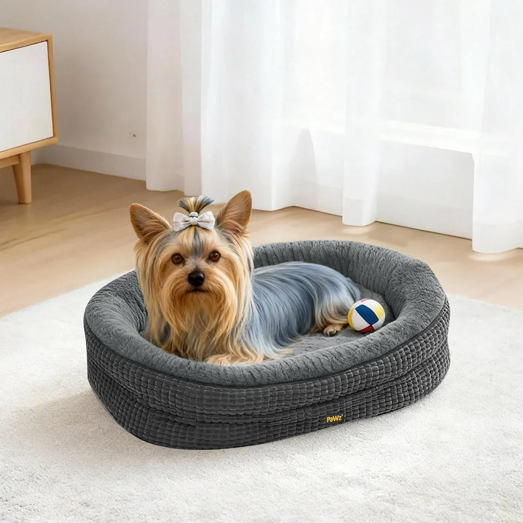 Pawz Orthopedic Plush Dog Bed Soft Washable Pet Bed Grey Cosy Cushion S Size-2050056794537070599