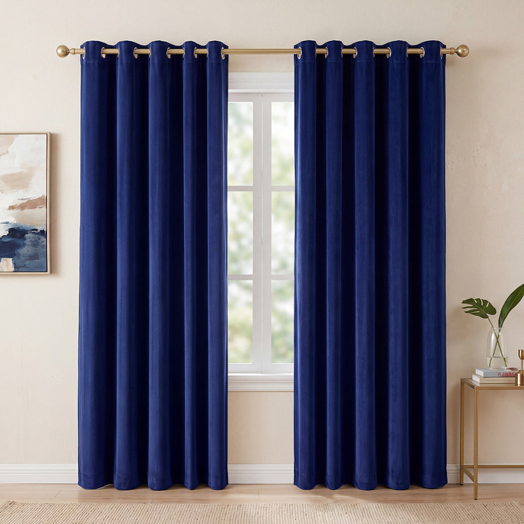 Marlow Velvet Blackout Curtains 2-Panel Room Darkening Eyelet Curtains 132x213cm-2072893566862102535