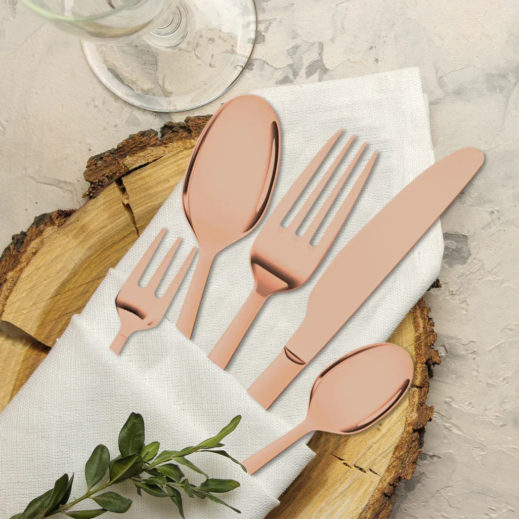 Stainless Steel Cutlery Set Glossy Knife Rose Gold-2006733055871553543