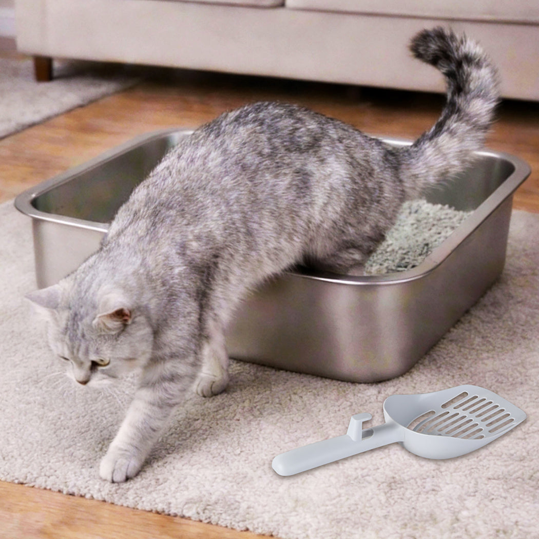 Pawz Stainless Steel Cats Litter Box 10cm Height Small Animals Easy Entry Clean-2065254295179235335