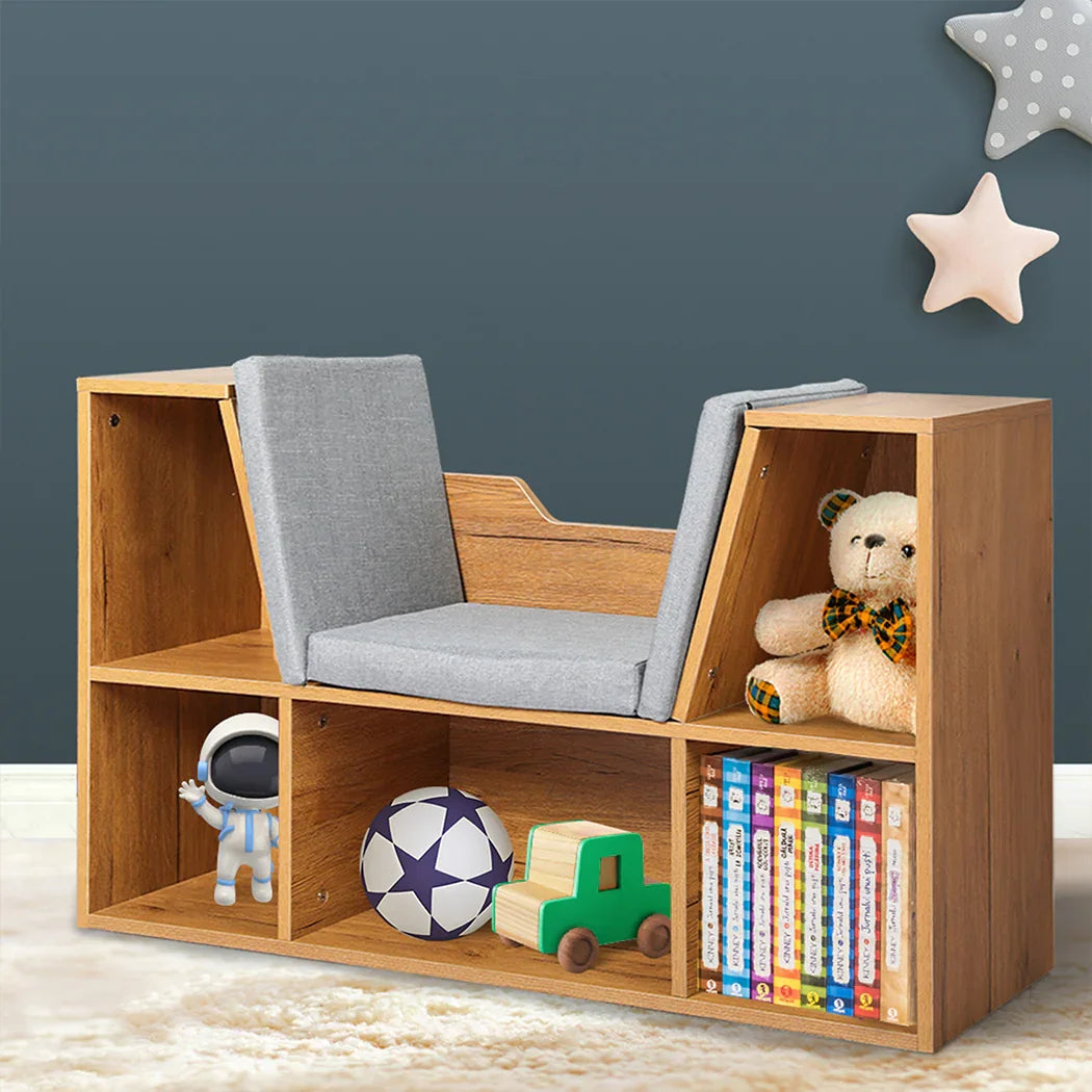 Levede Kids Bookcase Toys Box Shelf Brown-2018816836392587271