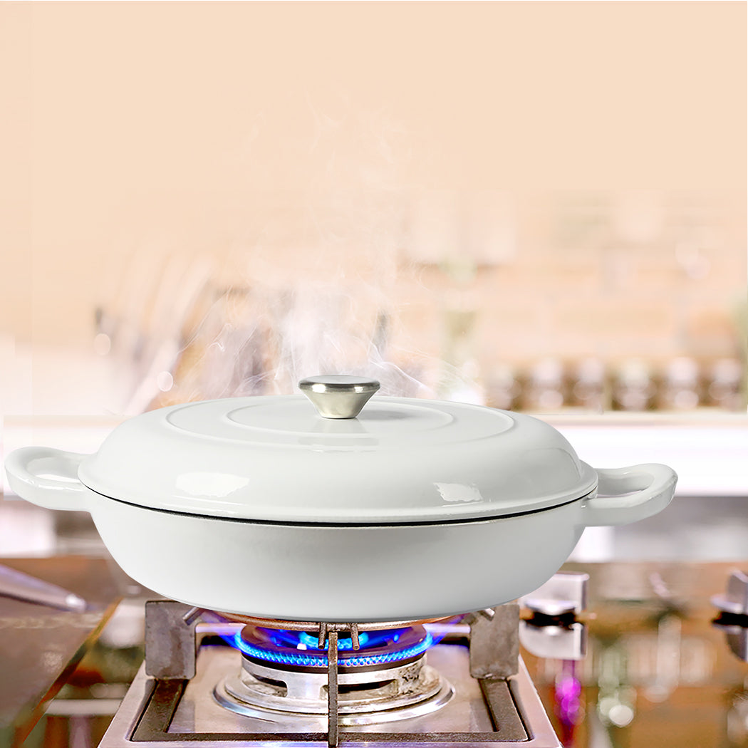 TOQUE 3.5L Enamel Dutch Oven Pan in White Colour-1864184348887093255