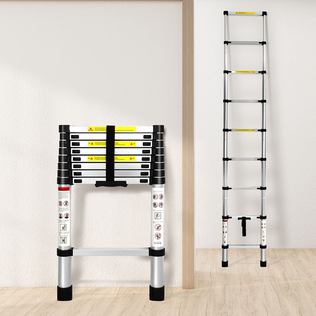 Traderight Multipurpose Ladder Telescopic 2.6M Silver 2.6 Meter-1864184264447365127