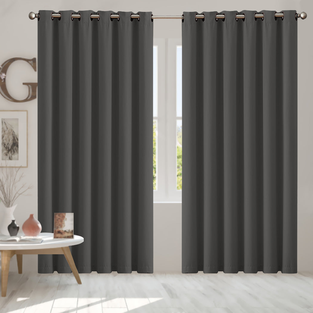 2x Blockout Curtains Panels 3 Layers Charcoal-2029387284784222214