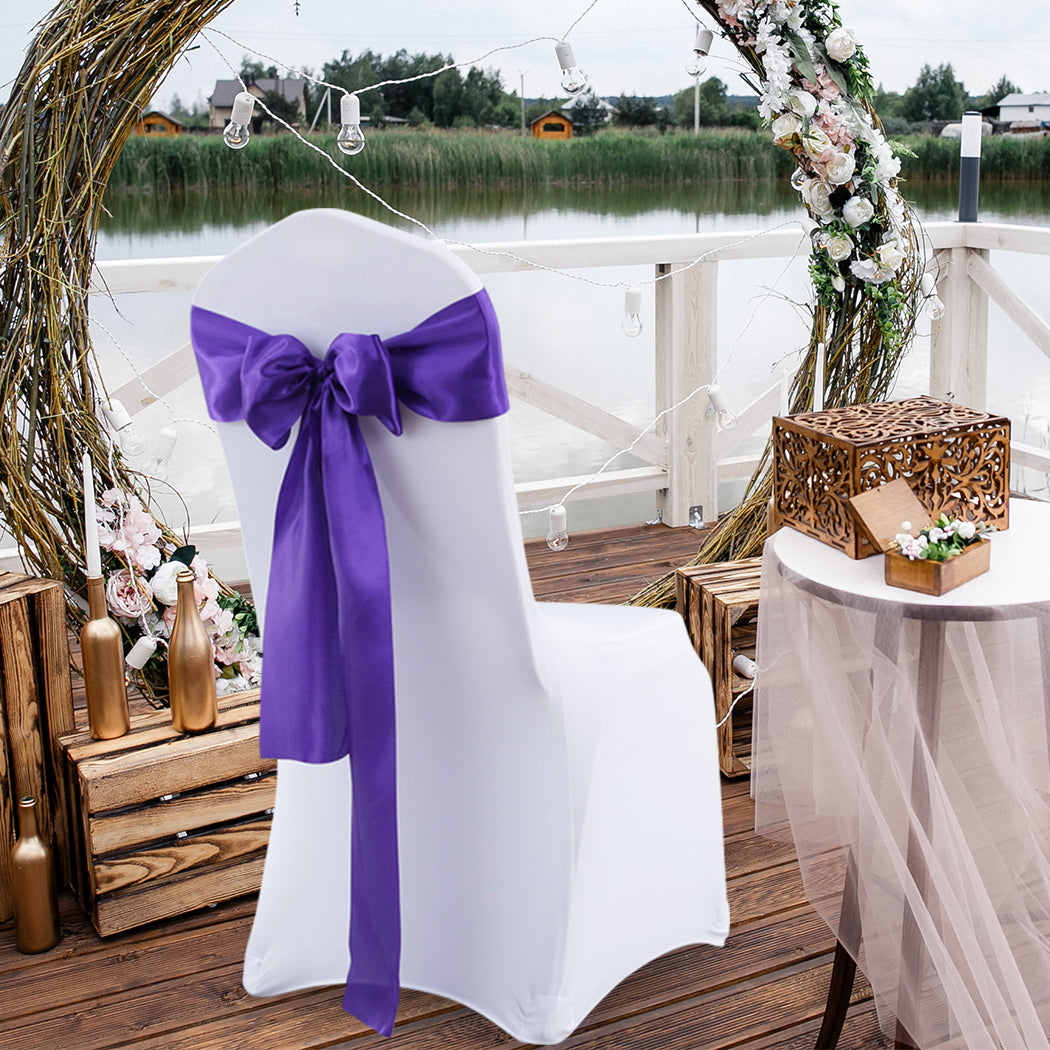 20x Table Runner Satin Chair Sashes Eggplant-2065254449479290886